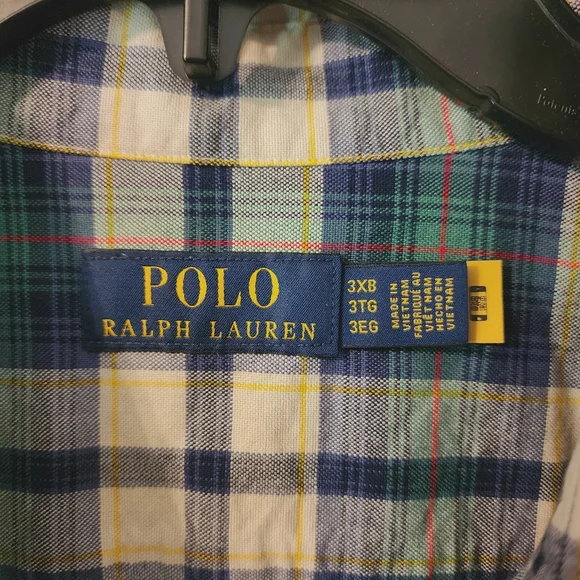 Ralph Lauren Double Pocket S/S Plaid Shirt. Size 3XBNWT Men